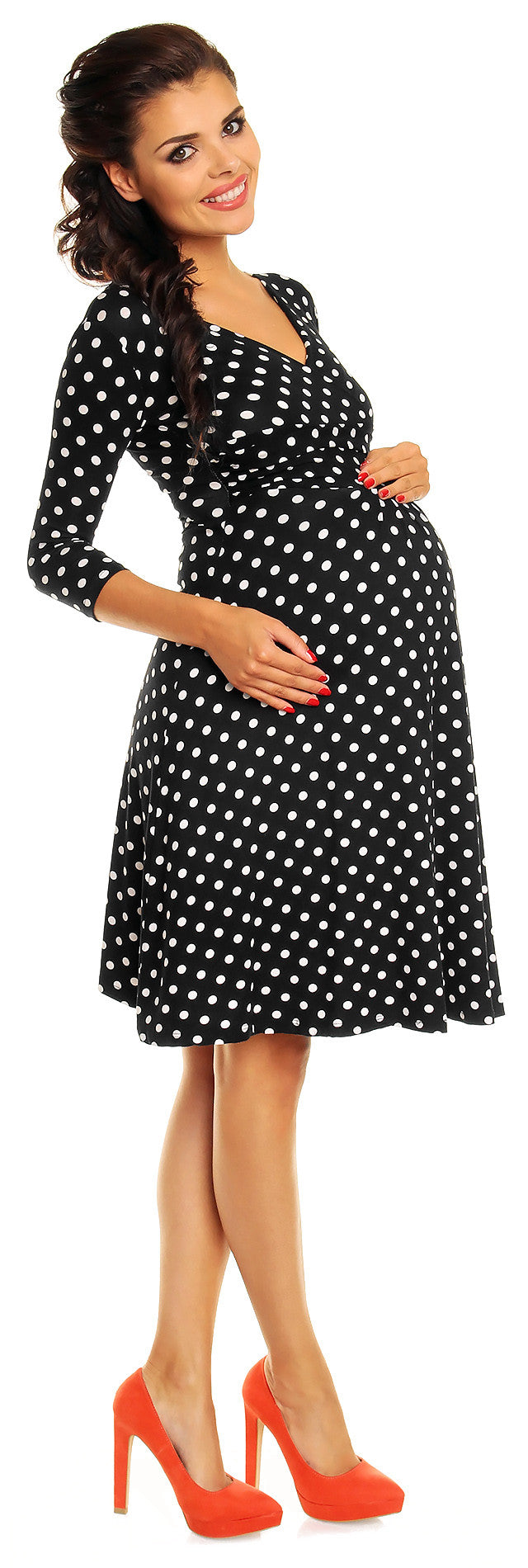 Polkadot Maternity Dress with flared skirt